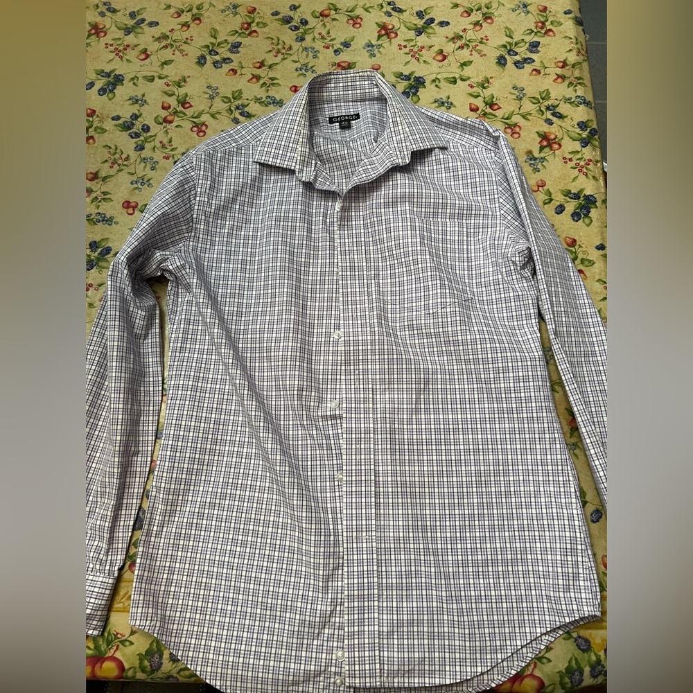 George Purple Plaid Dress Shirt